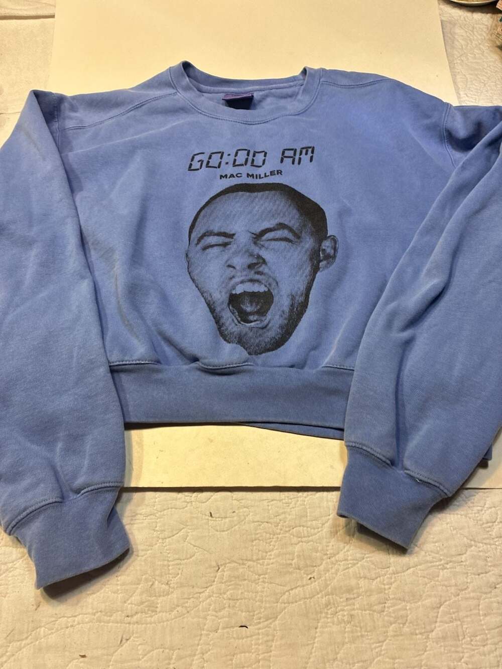 Comfort Colors Mac Miller GO:OD AM Sweatshirt Size M Blue